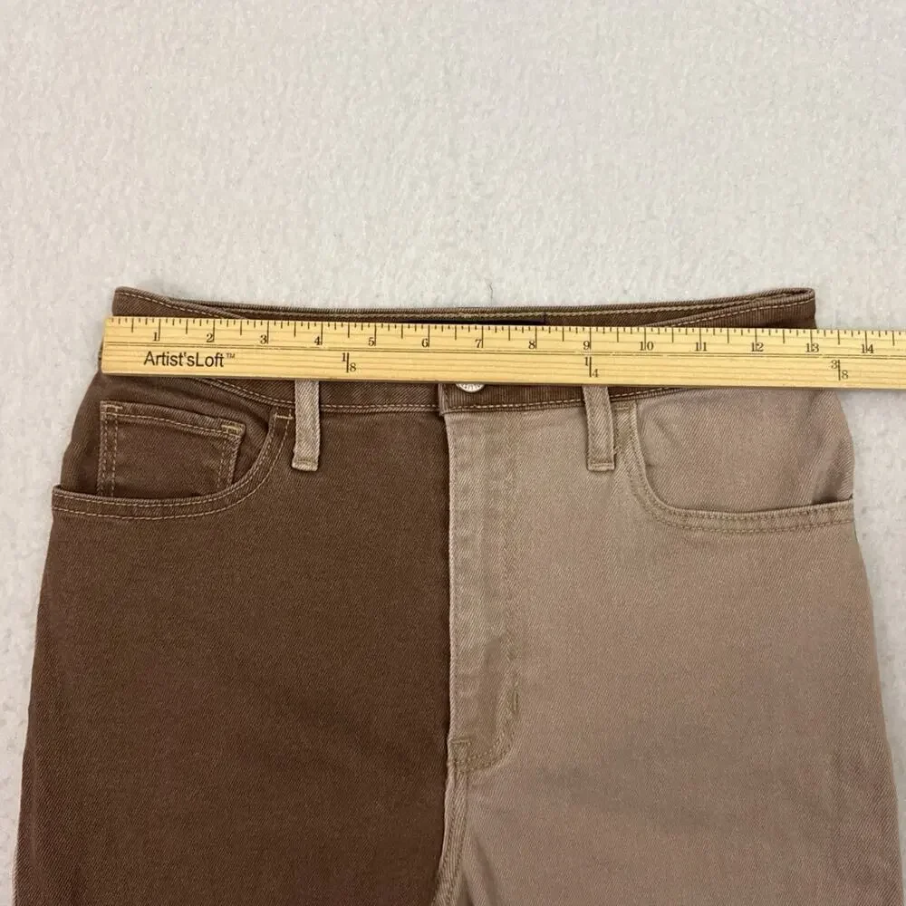 Hollister Ultra High Rise Dad Jeans Women’s 26 Patchwork Colorblock Raw Hem